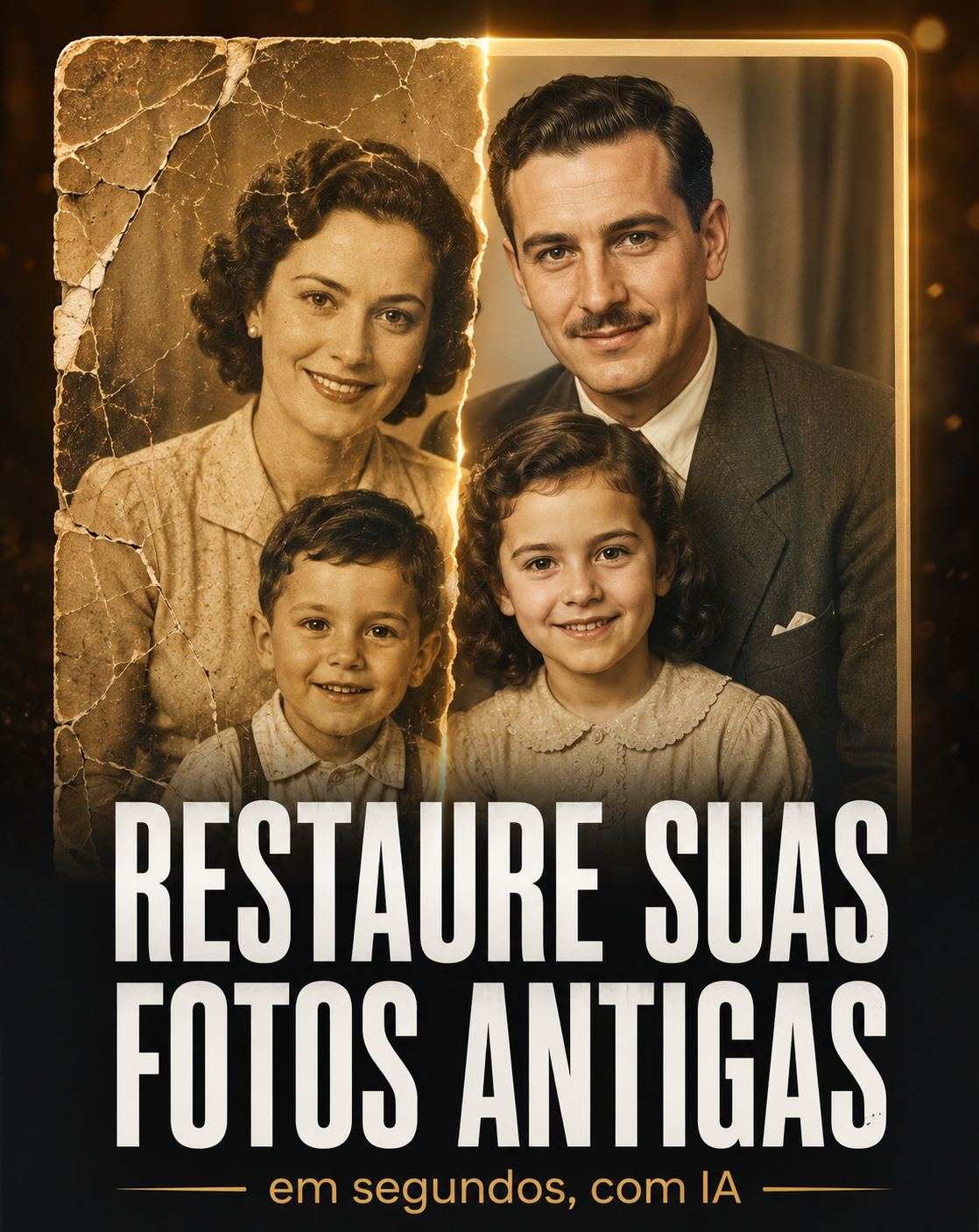 Antes e depois — foto restaurada com IA